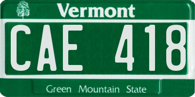 VT license plate CAE418