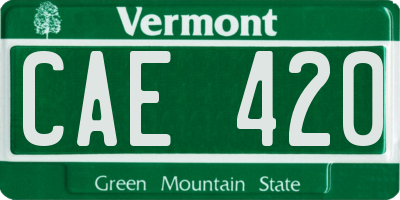 VT license plate CAE420