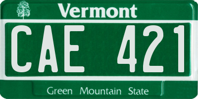 VT license plate CAE421