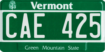 VT license plate CAE425