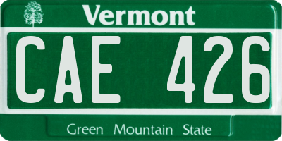 VT license plate CAE426