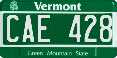 VT license plate CAE428
