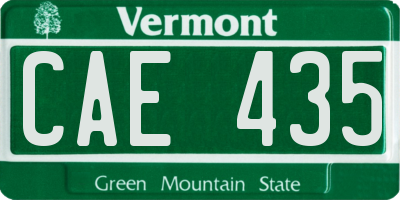 VT license plate CAE435