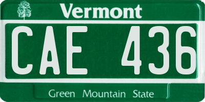 VT license plate CAE436