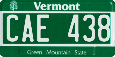 VT license plate CAE438