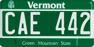 VT license plate CAE442