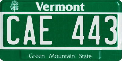 VT license plate CAE443