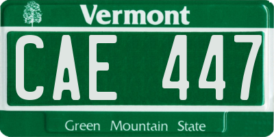 VT license plate CAE447