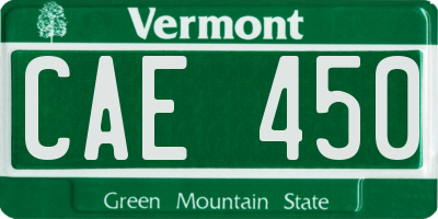 VT license plate CAE450