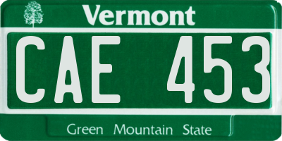 VT license plate CAE453