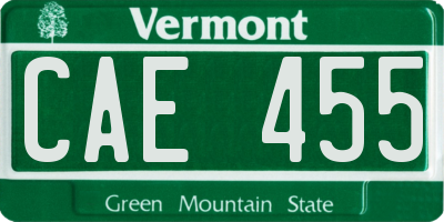 VT license plate CAE455