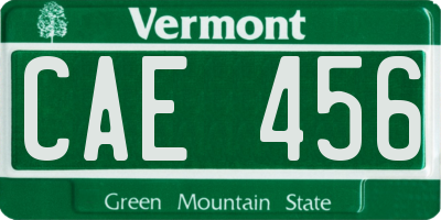 VT license plate CAE456