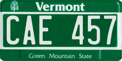 VT license plate CAE457