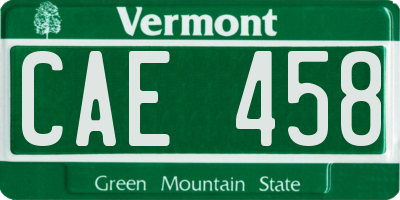 VT license plate CAE458