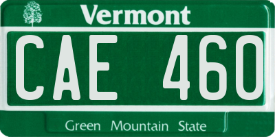 VT license plate CAE460