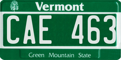VT license plate CAE463
