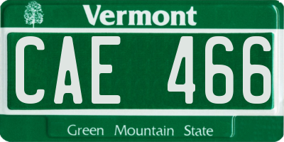 VT license plate CAE466