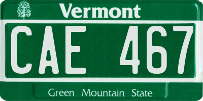 VT license plate CAE467