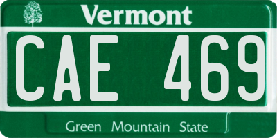 VT license plate CAE469