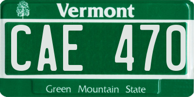VT license plate CAE470
