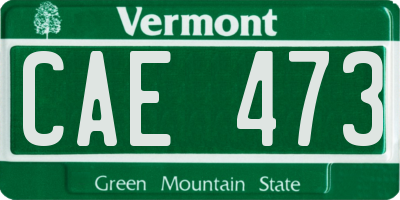 VT license plate CAE473