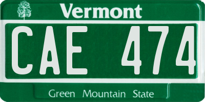 VT license plate CAE474