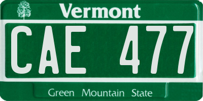 VT license plate CAE477
