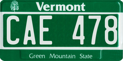 VT license plate CAE478