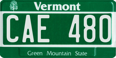 VT license plate CAE480