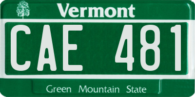 VT license plate CAE481