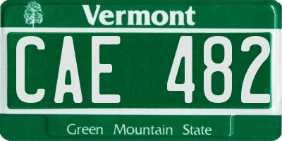 VT license plate CAE482