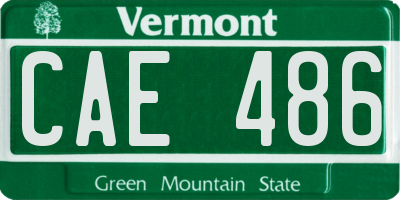 VT license plate CAE486