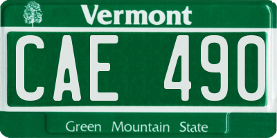 VT license plate CAE490