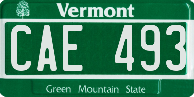 VT license plate CAE493
