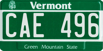 VT license plate CAE496
