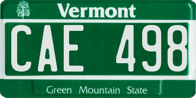 VT license plate CAE498