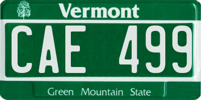 VT license plate CAE499