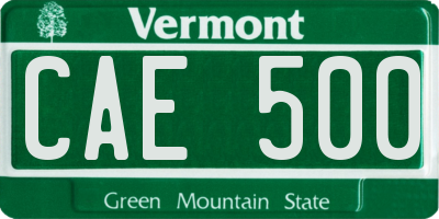 VT license plate CAE500