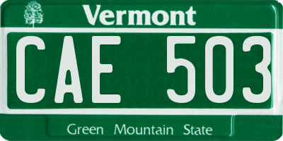 VT license plate CAE503
