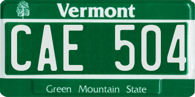 VT license plate CAE504