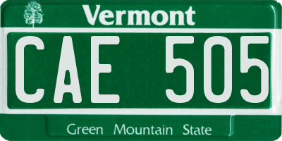 VT license plate CAE505