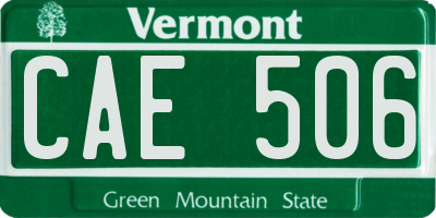 VT license plate CAE506
