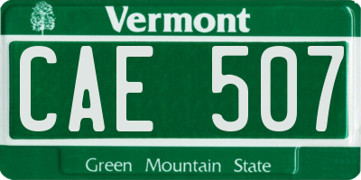 VT license plate CAE507