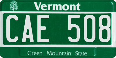 VT license plate CAE508