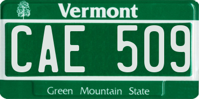 VT license plate CAE509