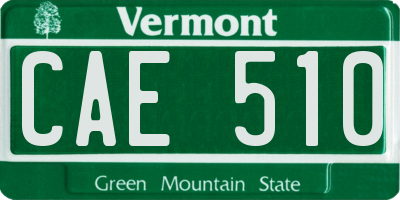 VT license plate CAE510