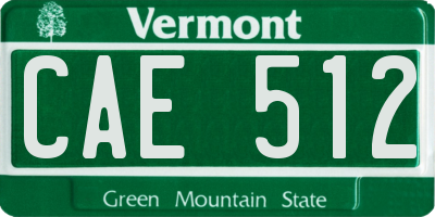 VT license plate CAE512