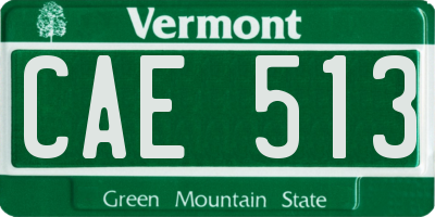 VT license plate CAE513