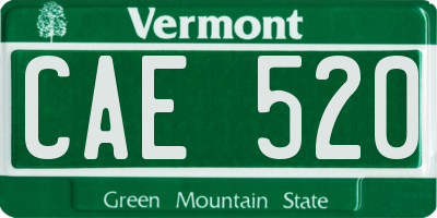 VT license plate CAE520