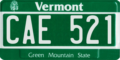 VT license plate CAE521
